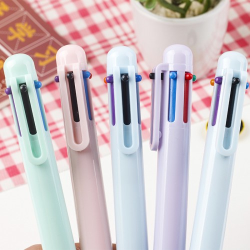 馬卡龍色圓珠筆 6色按壓原子筆 可印刷手帳筆