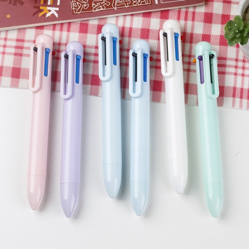 馬卡龍色圓珠筆 6色按壓原子筆 可印刷手帳筆