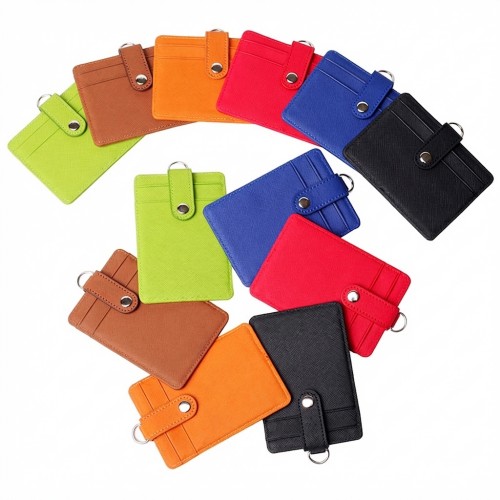 【雙層真皮證件套】員工識別證卡套 附伸縮扣掛繩 橫版/豎版多色 工作證套