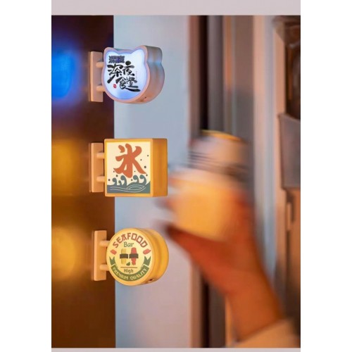 【客製LED發光冰箱貼】迷你廣告牌造型磁吸小燈牌 | 圓形/方形7款外框可選 | 企業招牌店面裝飾 | 來圖客製印刷LOGO