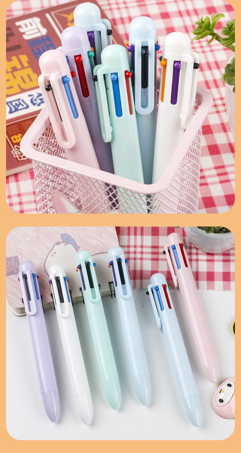 馬卡龍色圓珠筆 6色按壓原子筆 可印刷手帳筆